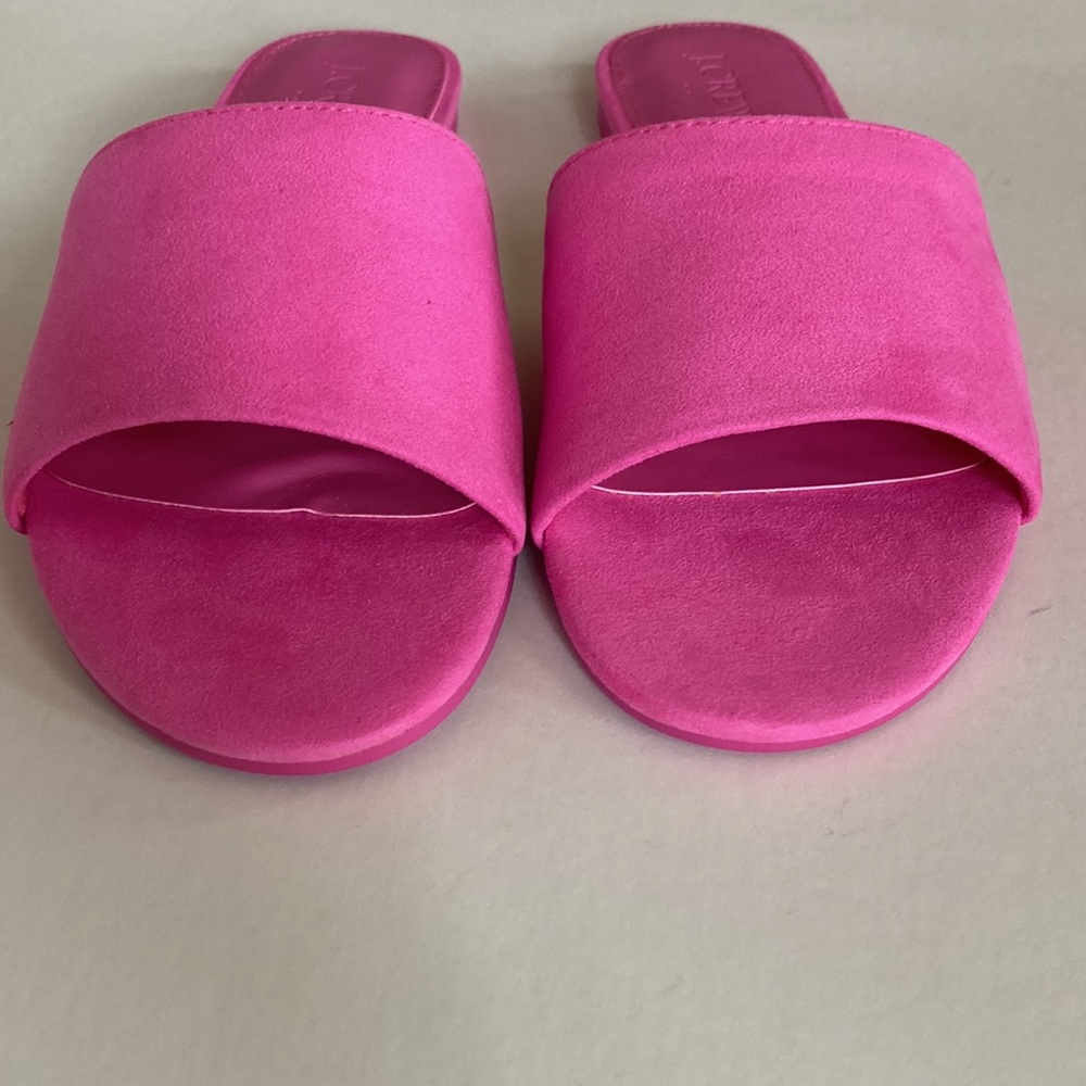 J. Crew Microsuede Single Strap Slide Sandals in Tulip - Picture 2 of 7